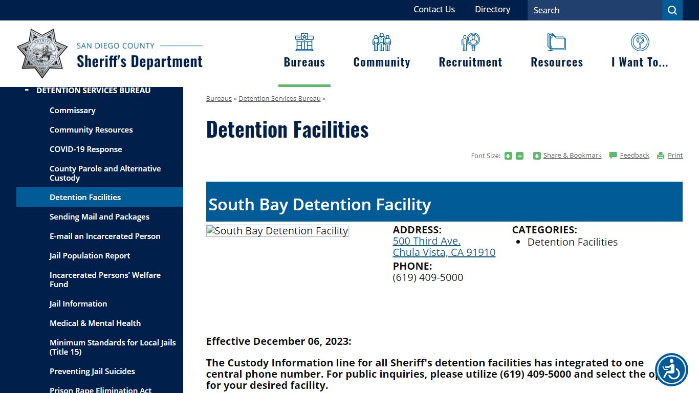 Detention Facilities | San Diego County Sheriff